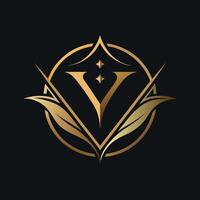 een minimalistische logo in zwart en goud met een gestileerde bloem ontwerp, creëren een minimalistische logo voor een luxe mode merk, minimalistische gemakkelijk modern logo ontwerp vector