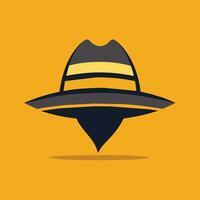 een modieus hoed resting Aan een levendig geel achtergrond, creëren een opvallend minimalistische samenstelling, maken een minimalistische logo presentatie van een modieus hoed, minimalistische gemakkelijk modern logo ontwerp vector