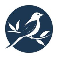 silhouet van een vogel neergestreken Aan een Afdeling tegen de lucht, silhouet van een vogel neergestreken Aan een tak, minimalistische gemakkelijk modern logo ontwerp vector