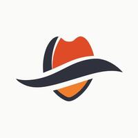een oranje en zwart hoed geplaatst Aan een wit achtergrond, maken een minimalistische logo presentatie van een modieus hoed, minimalistische gemakkelijk modern logo ontwerp vector