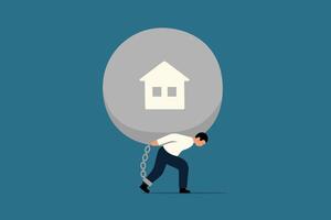 hypotheek schuld of huis lening concept. vector