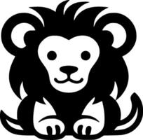 leeuw baby - zwart en wit geïsoleerd icoon - illustratie vector