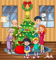 Een familie die Kerstmis viert vector