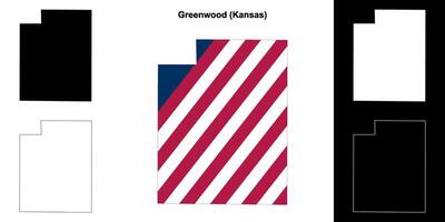 greenwood district, Kansas schets kaart reeks vector