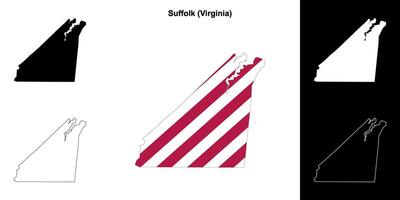 suffolk district, Virginia schets kaart reeks vector