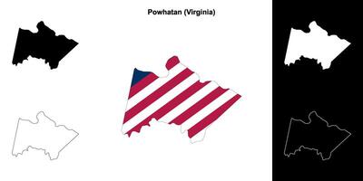 powhatan district, Virginia schets kaart reeks vector