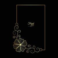 goud glimmend gloeiend wijnoogst kader met bloem geïsoleerd bloemen achtergrond gouden luxe kader vector