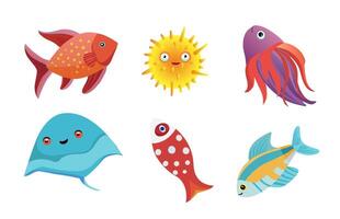 oceaan marinier leven divers tekenfilm vis vector