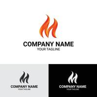 m brief helling brand vlam logo sjabloon vector