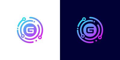 brief g technologie logo met cirkel stroomkring lijn stijl voor digitaal, gegevens, verbinding vector