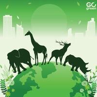 Gaan groen opslaan de wereld illustratie banier vector