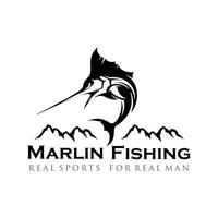 marlijn visvangst toernooi logo sjabloon . marlijn vis jumping illustratie logo ontwerp vector