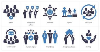 een reeks van 10 gemeenschap pictogrammen net zo team, collectief actie, cultuur vector