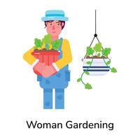 modieus vrouw tuinieren vector