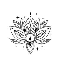 zwart lotus bloem, bloeiend lotus, hemels en magie maan. lotus logo vector