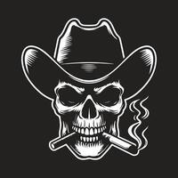 roken cowboy schedel silhouet voor afdrukken ontwerp vector