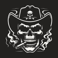 roken cowboy schedel silhouet voor afdrukken ontwerp vector