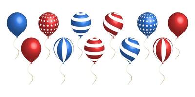reeks van 3d ballon voor juli 4e Amerikaans onafhankelijkheid dag. illustratie vector