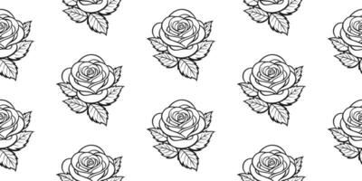 naadloos patroon met rozen en bladeren. naadloos patroon met bloemen. zwart en wit illustratie. vector