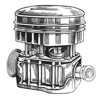 auto zuiger hand- getrokken schetsen vervoer detail illustratie vector