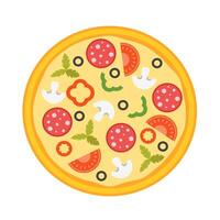 pizza peperoni top visie vector