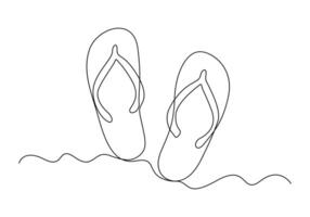 doorlopend een lijn tekening van zomer slippers premie illustratie vector