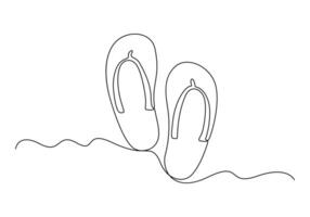 doorlopend een lijn tekening van zomer slippers premie illustratie vector