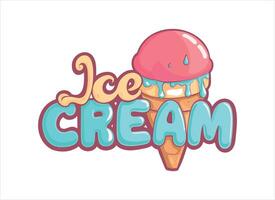 kleurrijk ijs room ijshoorntje illustratie met tekst vector