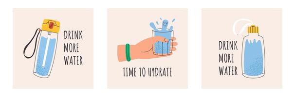 drinken water illustratie reeks vector