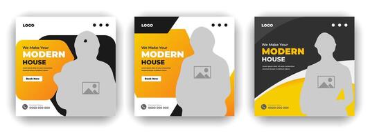 huis bouw sociaal media post web banier bundel ontwerp sjabloon vector