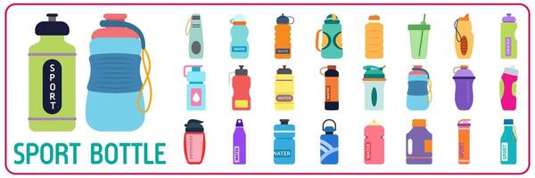 sport- fles hydro fles water set. sport water fles illustratie kleurrijk. vector