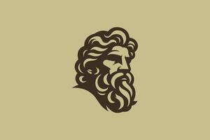 hoofd gezicht met baard illustratie Zeus logo teken symbool Grieks mythologie bedrijf mannelijk merk identiteit vector