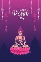 vlak verticaal poster sjabloon voor vesak dag illustratie festival viering sociaal media post en vesak dag banier vector