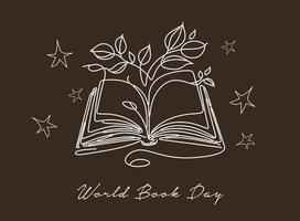 doorlopend lijn tekening voor een Open Pagina's boek illustratie tekening bewerkbare beroerte voor wereld boek dag viering vector