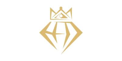 creatief logo ontwerp kroon en diamant, luxe, koning, leider, logo ontwerp sjabloon icoon, , symbool, creatief idee. vector