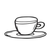 tekening kop van thee of koffie lijn schetsen vector