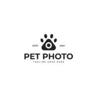 poot en camera logo ontwerp voor huisdier foto illustratie idee vector