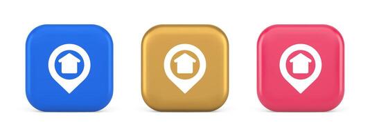 stedelijk gebouw plaats vind knop huis kaart pin web toepassing 3d realistisch icoon vector