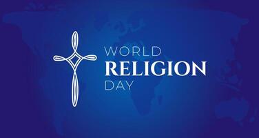 wereld religie dag blauw achtergrond illustratie ontwerp met abstract christen kruis vector
