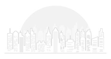 schets licht stad illustratie met stadsgezicht, wolkenkrabbers en maan vector