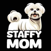 staffy mam met Maltees t-shirt ontwerp vector