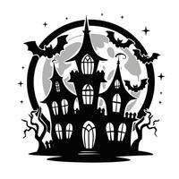 halloween achtervolgd gotisch huis silhouet vector