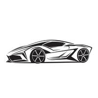 sport- racing auto illustratie in zwart en wit vector