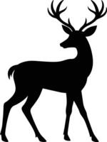 een zwart silhouet van een whitetail hert staand Aan een wit achtergrond vector