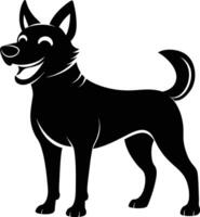 zwart en wit silhouet van een gelukkig hond vector