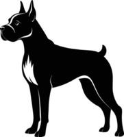 zwart en wit silhouet van een bokser hond staand vector