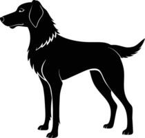 zwart en wit silhouet van een jacht- hond staand vector