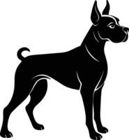 zwart en wit silhouet van een bokser hond staand vector