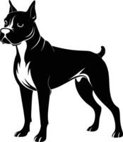 zwart en wit silhouet van een bokser hond staand vector