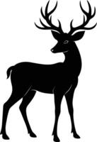 een zwart silhouet van een whitetail hert staand Aan een wit achtergrond vector